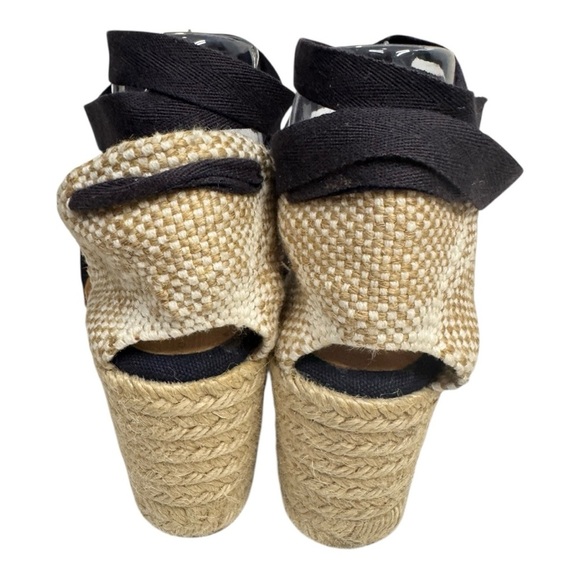 Castañer Carina Navy Canvas Espadrille Wedge Sandals Ankle Tie Size 39 US 8.5-9 - Picture 5 of 9